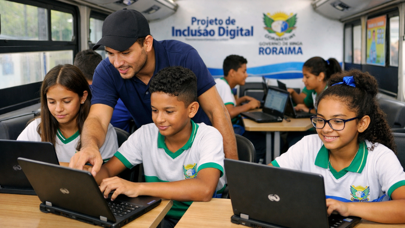 Projeto itinerante de tecnologia em Roraima impulsiona inclusão digital e redefine o acesso educacional nas escolas estaduais